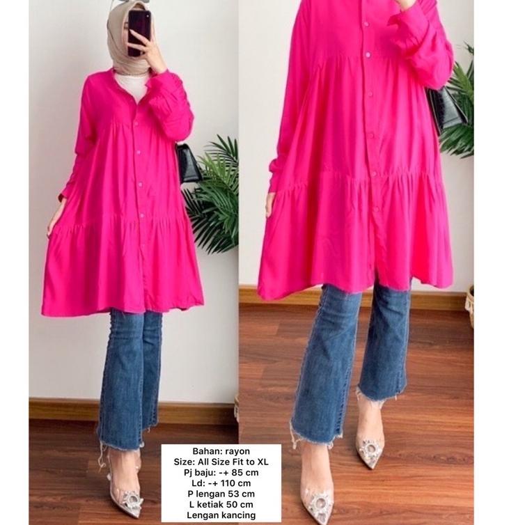 SPR.21De22ᴳ ‑ Tunik Rayon Viscose  Premium / Long Tunik Rayon / Tunik Polos / Tunik Rayon Crincle
