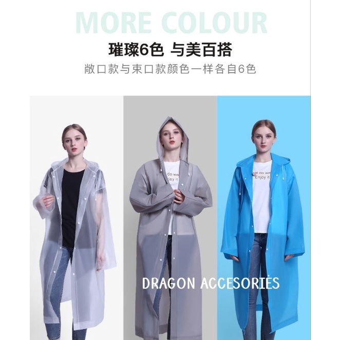 Jas Hujan Dewasa Korean Style Pria Wanita Transparan Raincoat Jas Hujan Murah Waterproof Fashionable