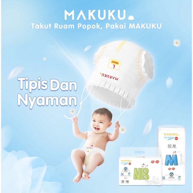 MAKUKU AIR/SAP Diapers Slim Tape/Pants (NB28/S38/M32/L34/XL32/XXL28)