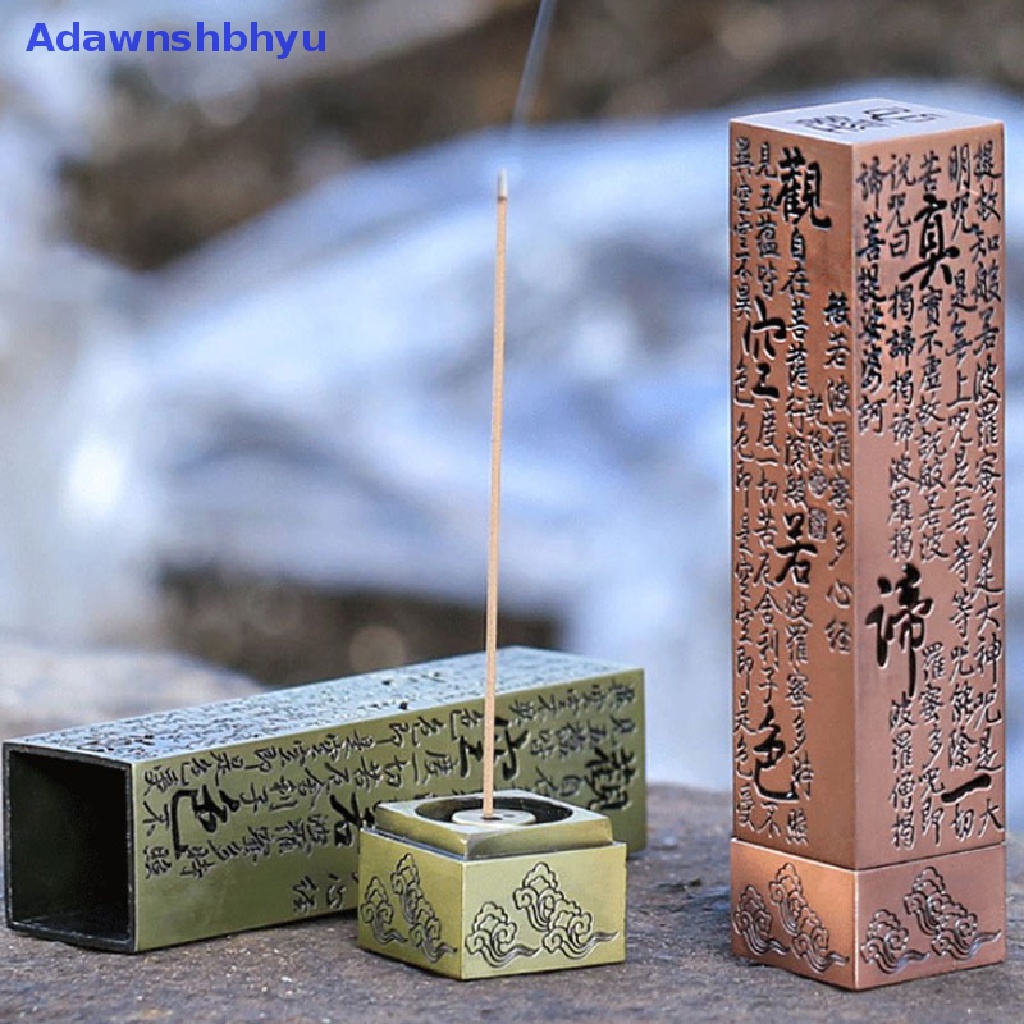 Adhyu Heart Sutra Alloy Buddhist Incense Stick Holder Pembakaran Joss Insence Box Burner ID