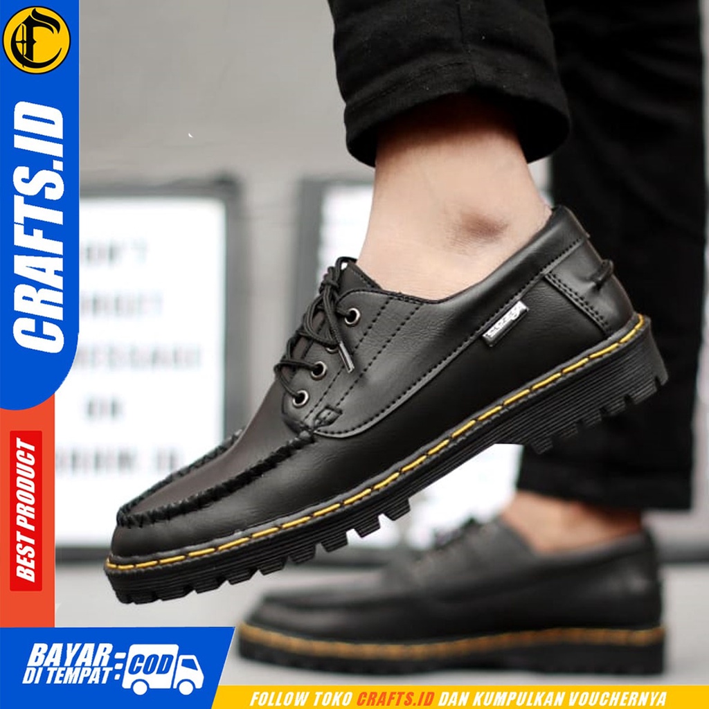CRAFTS redfield - Sepatu Pantofel Docmart Formal Boots Kerja Pria Hitam