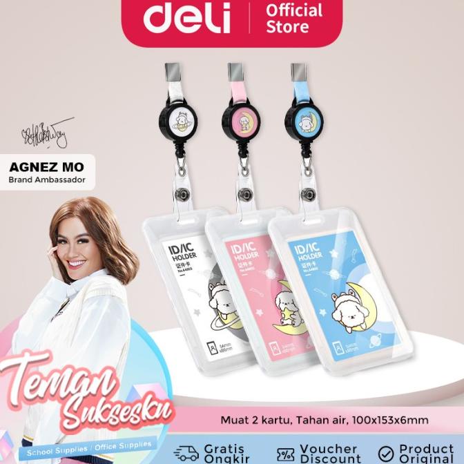 

Deli Name Tag Gantungan Kartu Transparan Lanyard Bisa Ditarik 6480X