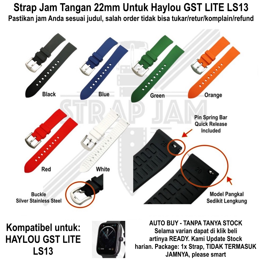 Tali Jam Kompatibel Haylou GST Lite LS13 22mm - Strap LKG Rubber Premium Lengkung