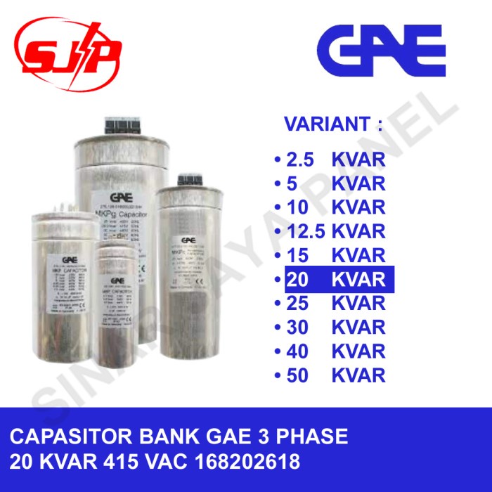 Penghemat Listrik Capasitor Kapasitor Bank Gae 20 Kvar 20Kvar 415V 3 Phase 168202618