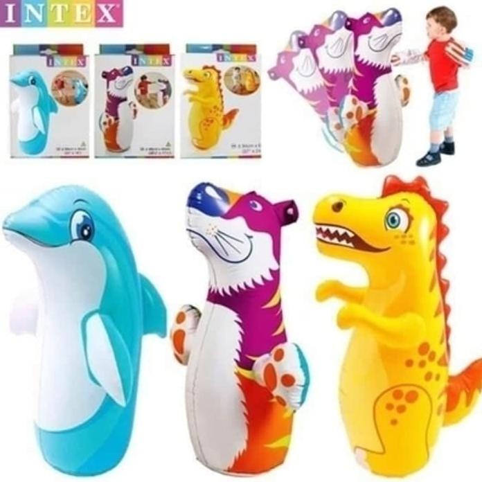 Mainan Angin Samsak - - Boneka Tinju - Balon Tinju Intex Motif Animal
