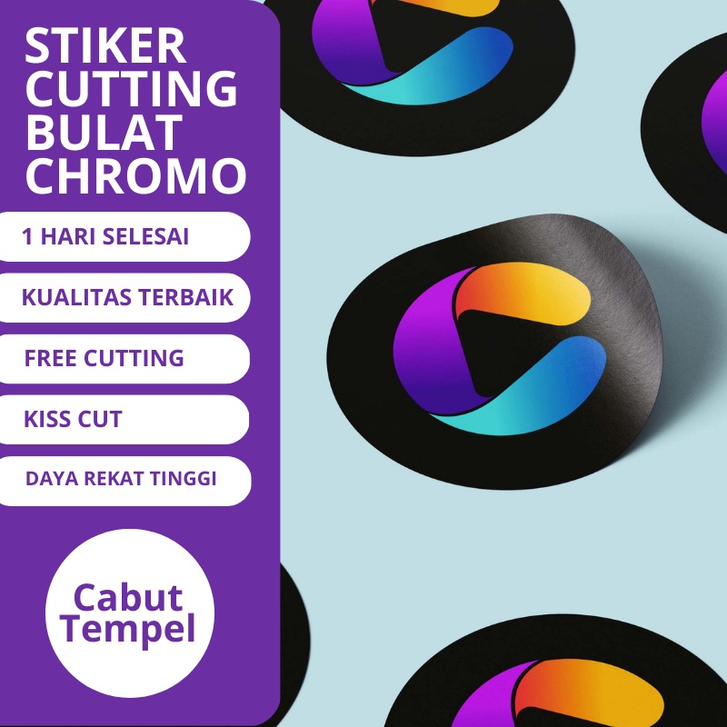 

Sticker Label Bulat Bahan Chromo Kemasan Box Logo Brand Makanan Kering Online Shop