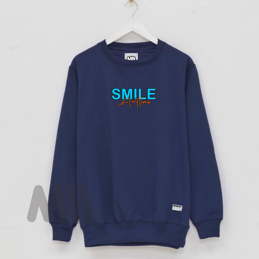 Sweater Crewneck Pria Navy Smile Original Brand Mymicry Premium Aesthetic Style Keren Model Terbaru Dan Kekinian Buatan Lokal