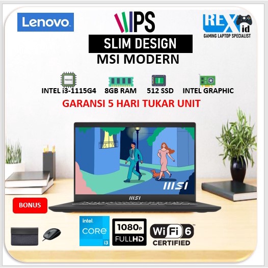 MSI MODERN 14 (i3 1115G4 8gb 512ssd W11 14.0inch FHD IPS 100SRGB BLIT)