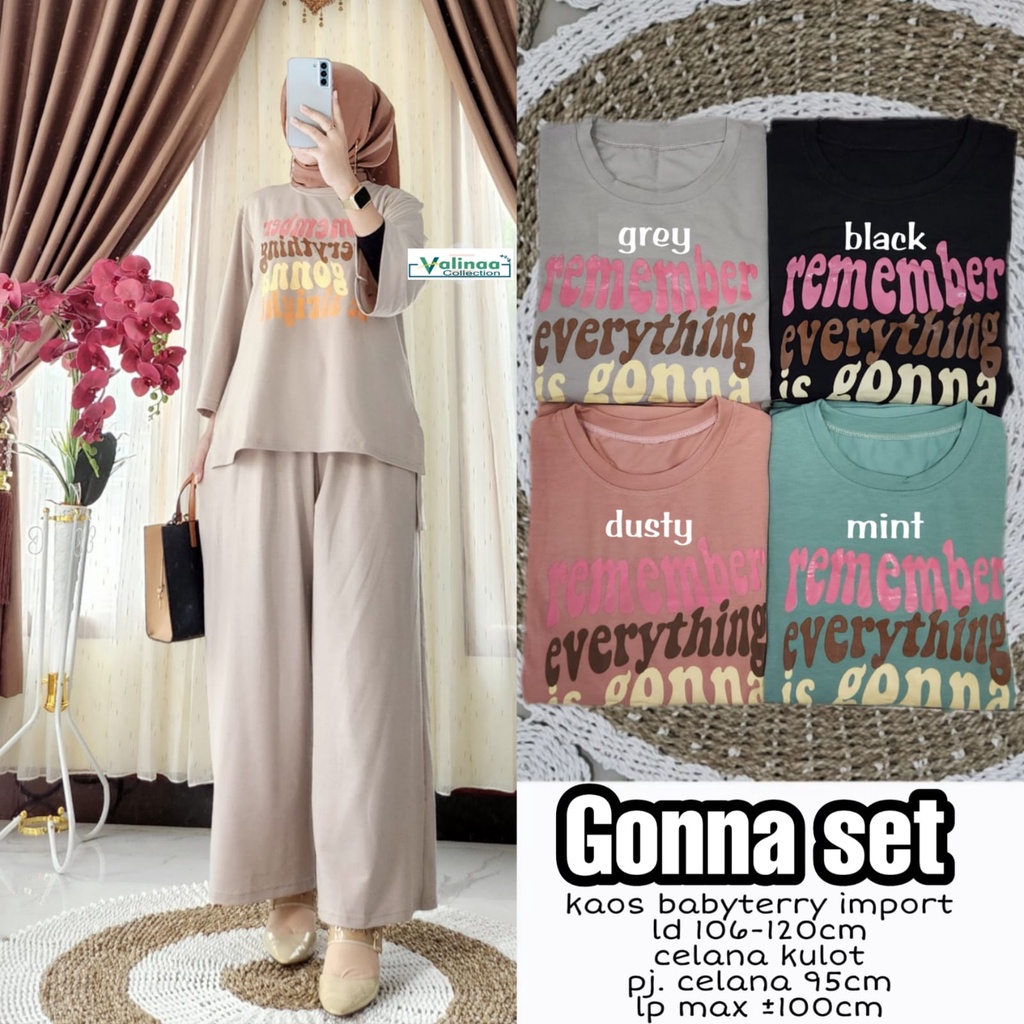 GONNA SET SETALAN BAJU WANITA BLOUSE DAN KULOT JUMBO ALLSIZE FIT M TO XXL ONESET KULOT CASUAL KONDAN