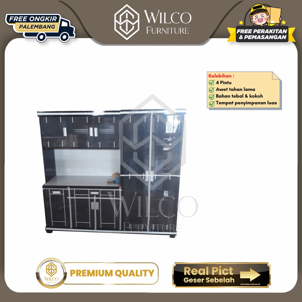 Rak Dapur Hitam Minimalis / Rak Piring Murah Palembang / Lemari Dapur