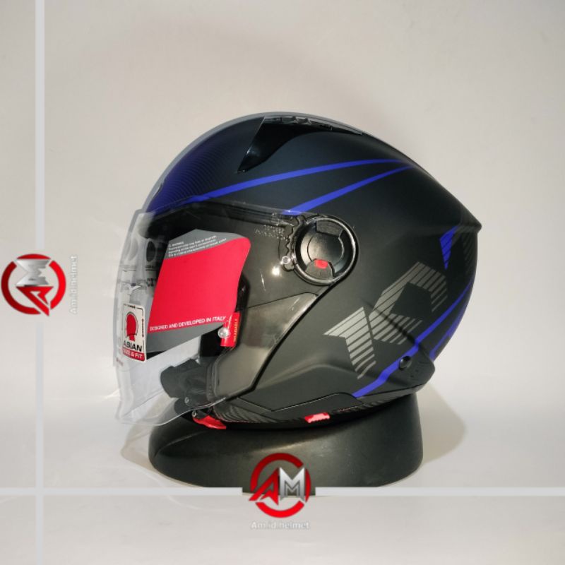 Jual HELM KYT D CITY COLORFUL MATT BLUE DOUBLE VISOR KYT HELM DCITY MOTIF COLORFUL HALF FACE
