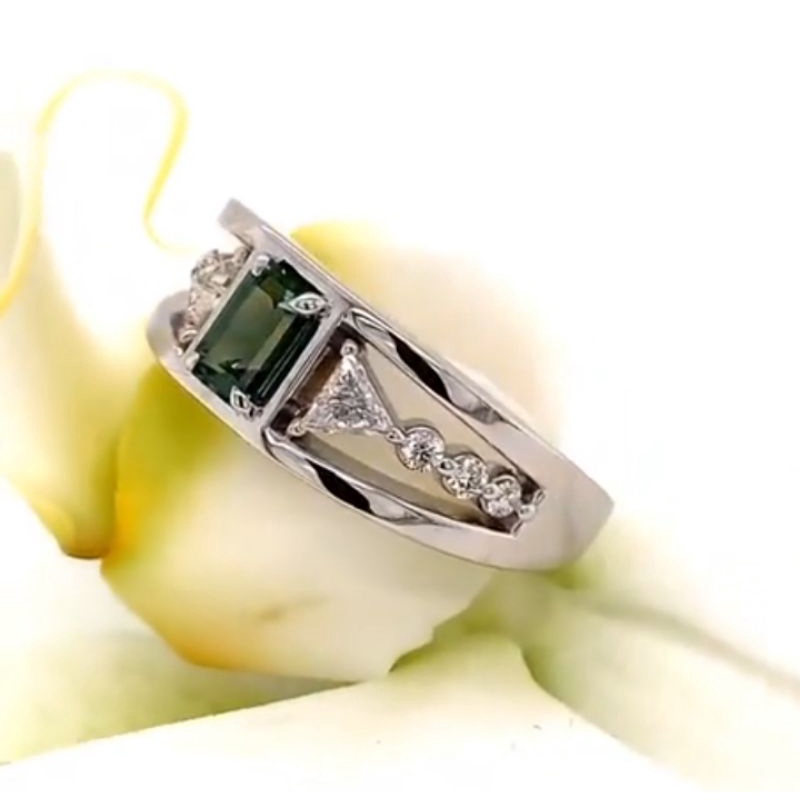 natural [GREEN TOURMALINE WITH RING SILVER 925] emban cincin wanita ring perak silver 925 emas