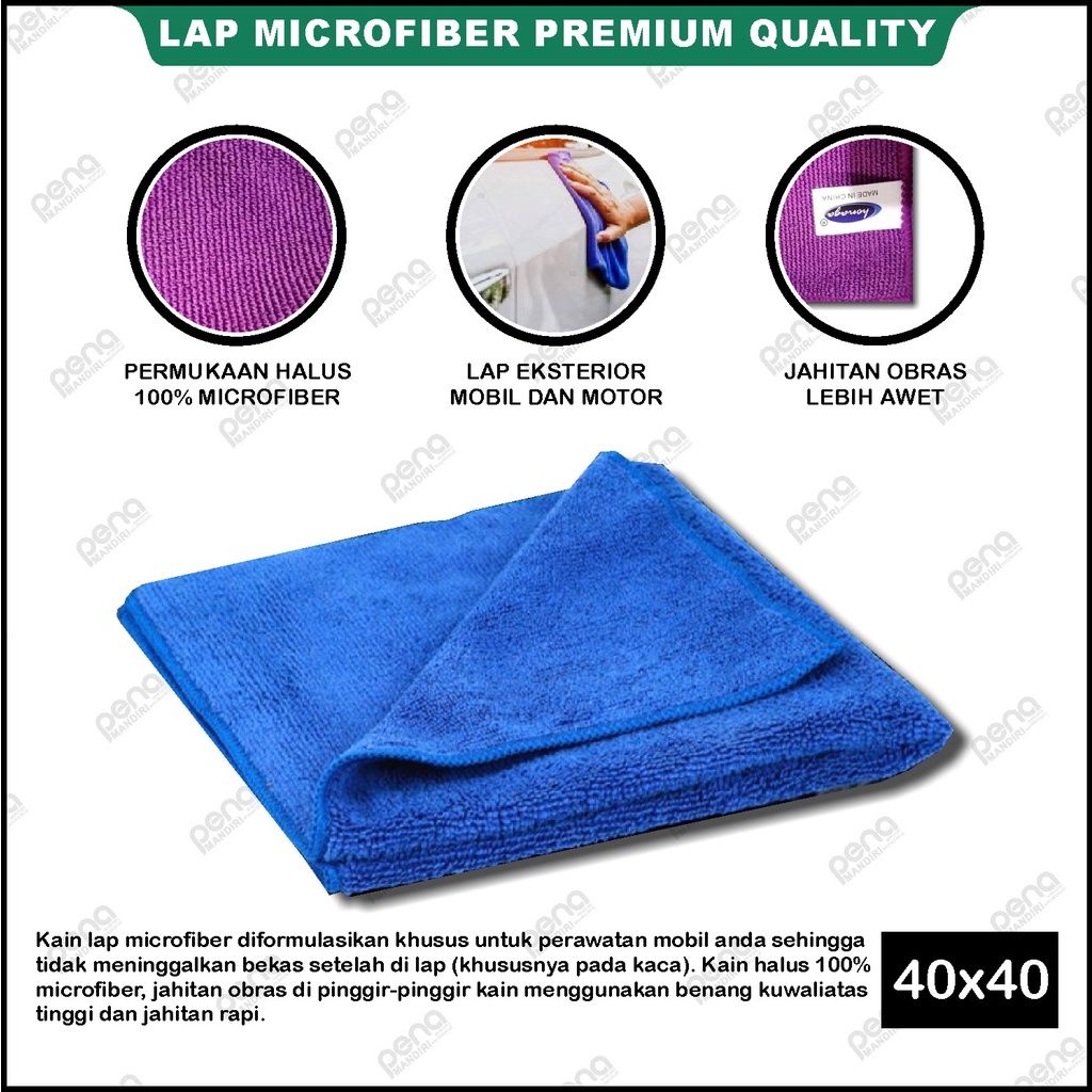 Kain Lap Pembersih Microfiber Honaga 40x40 Tebal 320GSM / Handuk Microfiber Jumbo