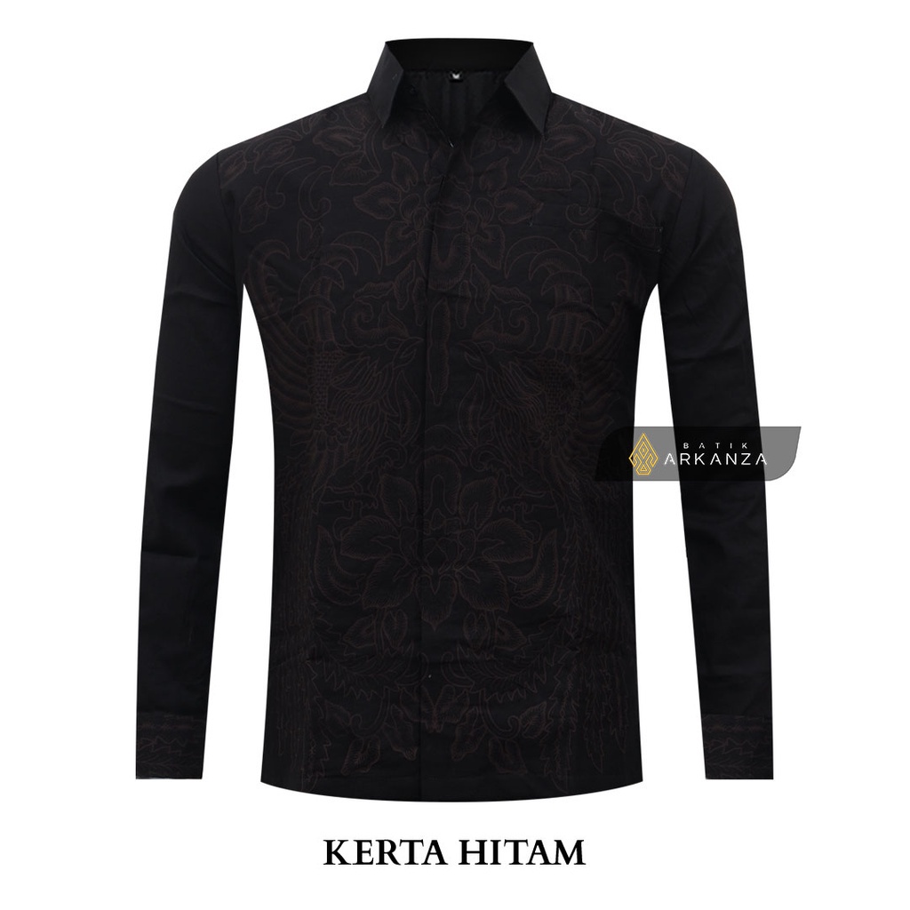 BATIK ARKANZA PRIA Kemeja BATIK ARKANZA PRIA Motif KERTA HITAM Hem Atasan Kemeja Baju Batik Pria Cow