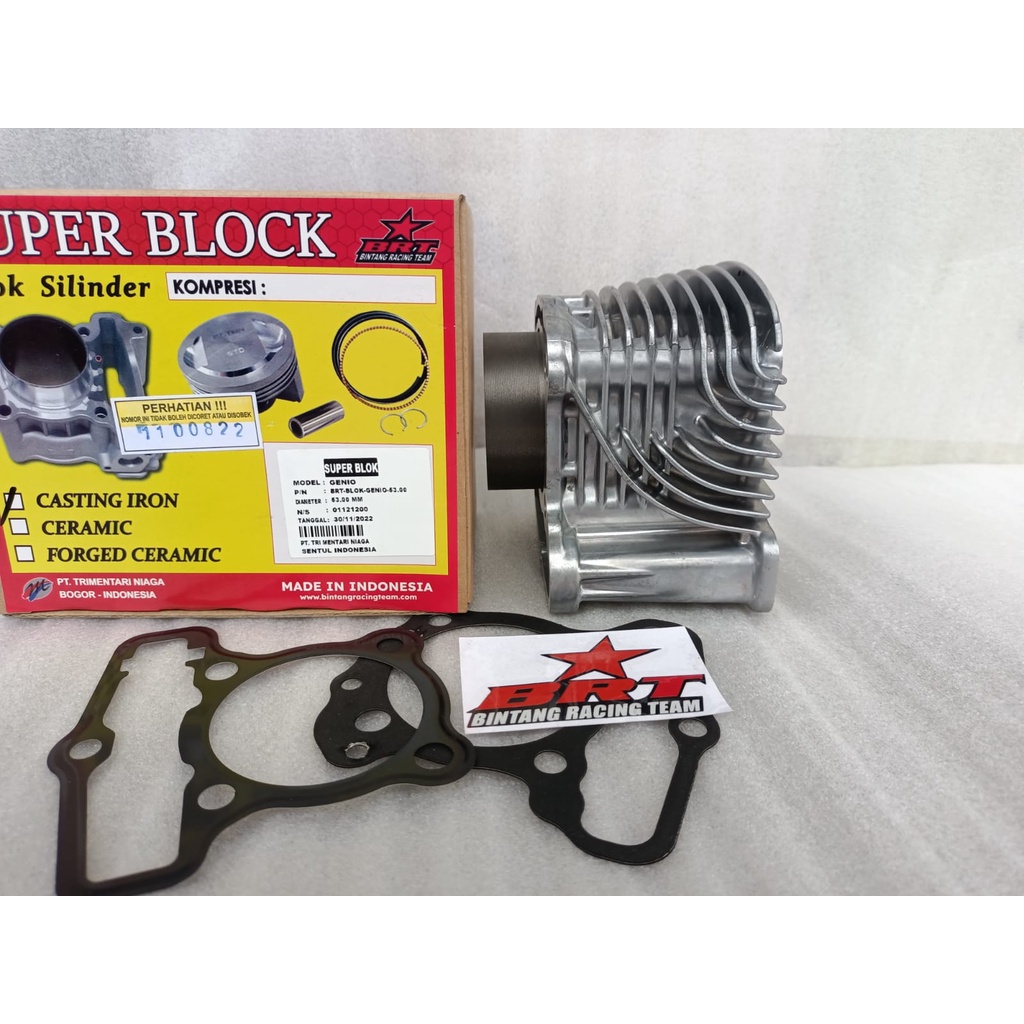 Blok Piston Bore Up BRT 53mm Beat deluxe Beat New Genio Scoopy New prestige Blok seher BRT Genio Beat deluxe Beat New Beat street New 53mm 125 cc ghio motor shop
