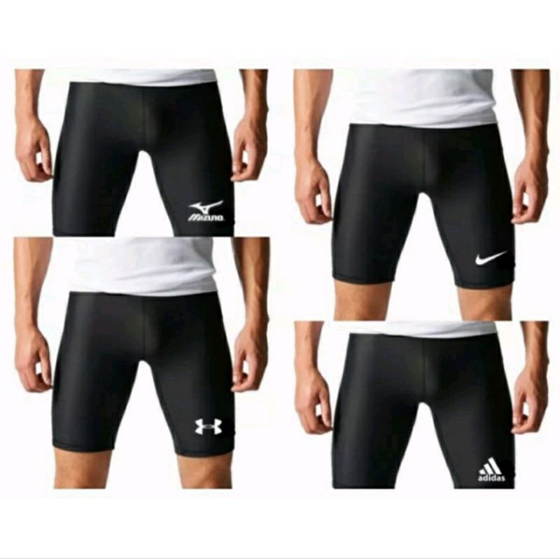 Celana legging Stretch Baselayer Olahraga pria wanita celana shot celana daleman olahraga pendek cel