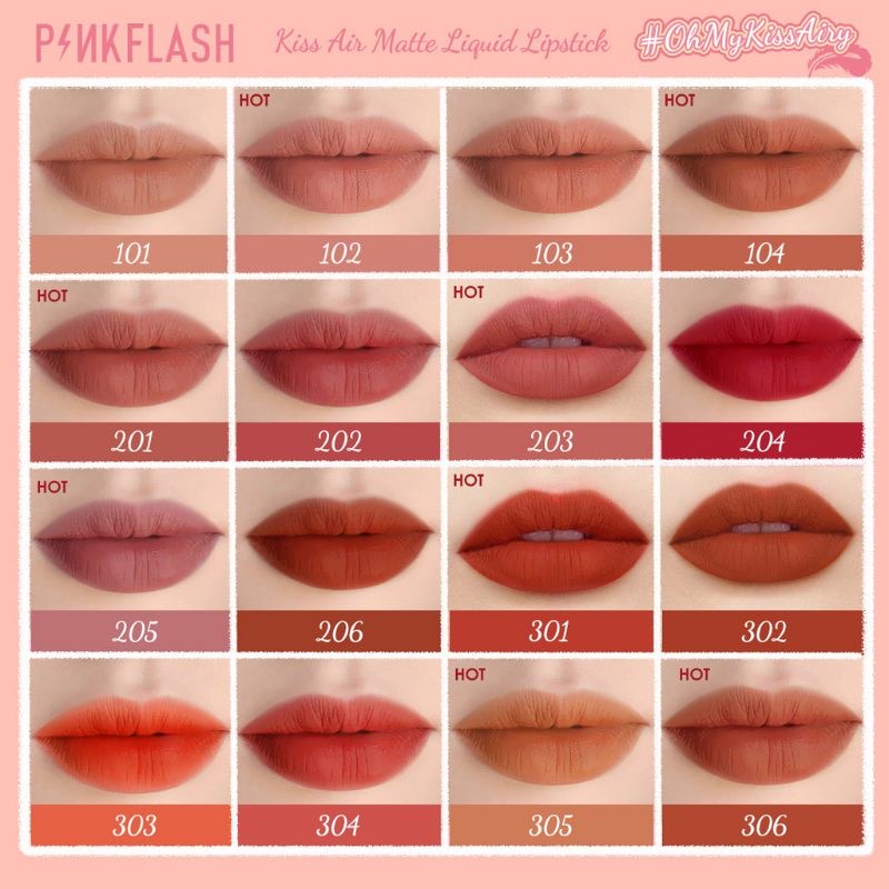 PINKFLASH OhMyKissAiry Kiss Air Matte Liquid Lipstick Waterproof Lip &amp; Cheek Lipcream Lip Matte Pinkflash