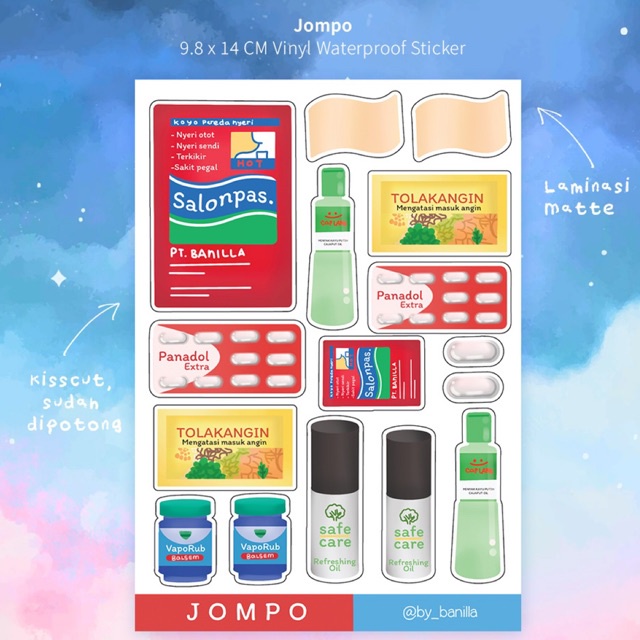 Jompo sticker vinyl sheet Matte A6 CM by banilla