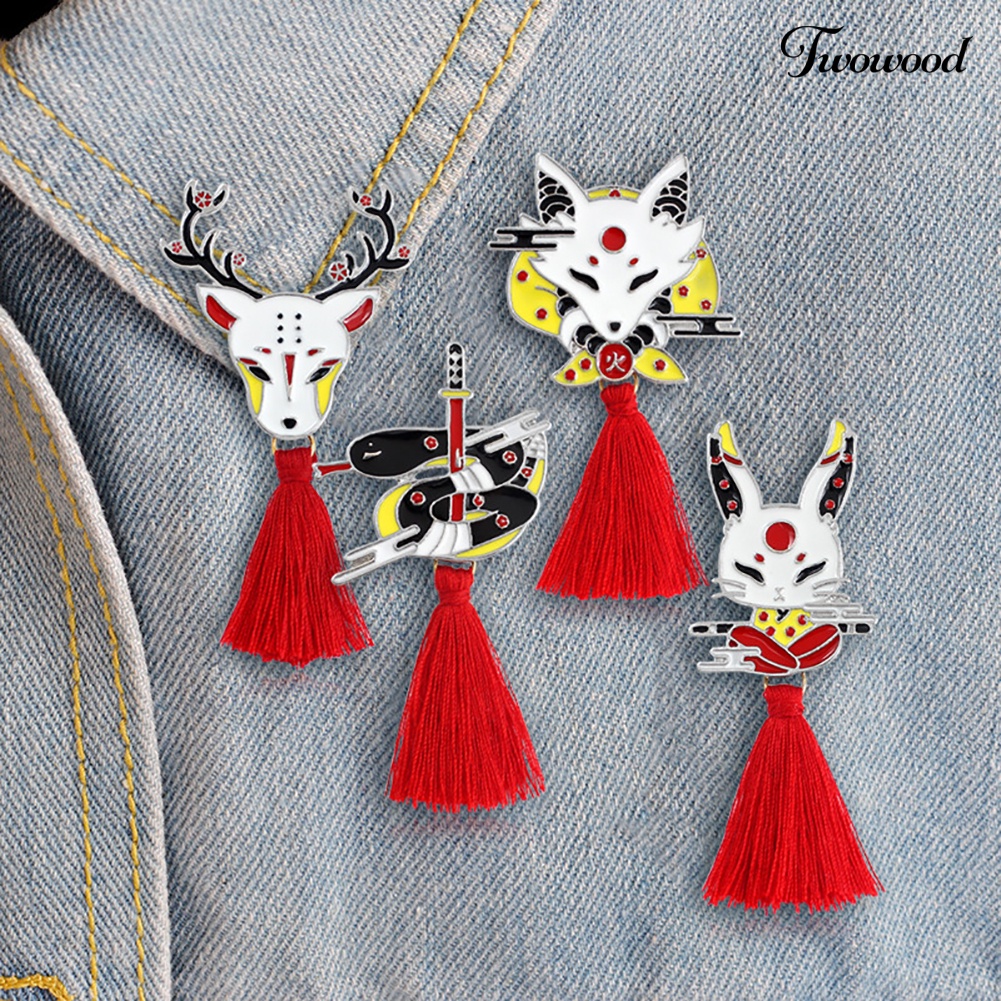 Twowood Enamel Unisex Rusa Rubah Kelinci Rumbai Bros Pin Denim Jaket Perhiasan Lencana