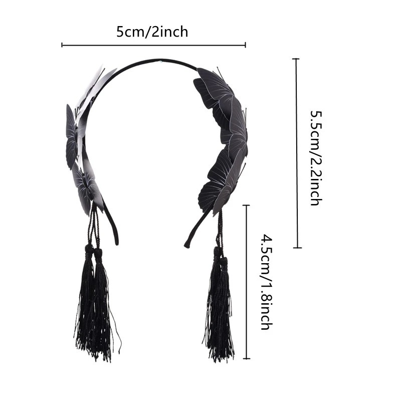 HBKH headband kupu-kupu hitam bleack butterfly kupu bando cosplay tassel lolita gothic