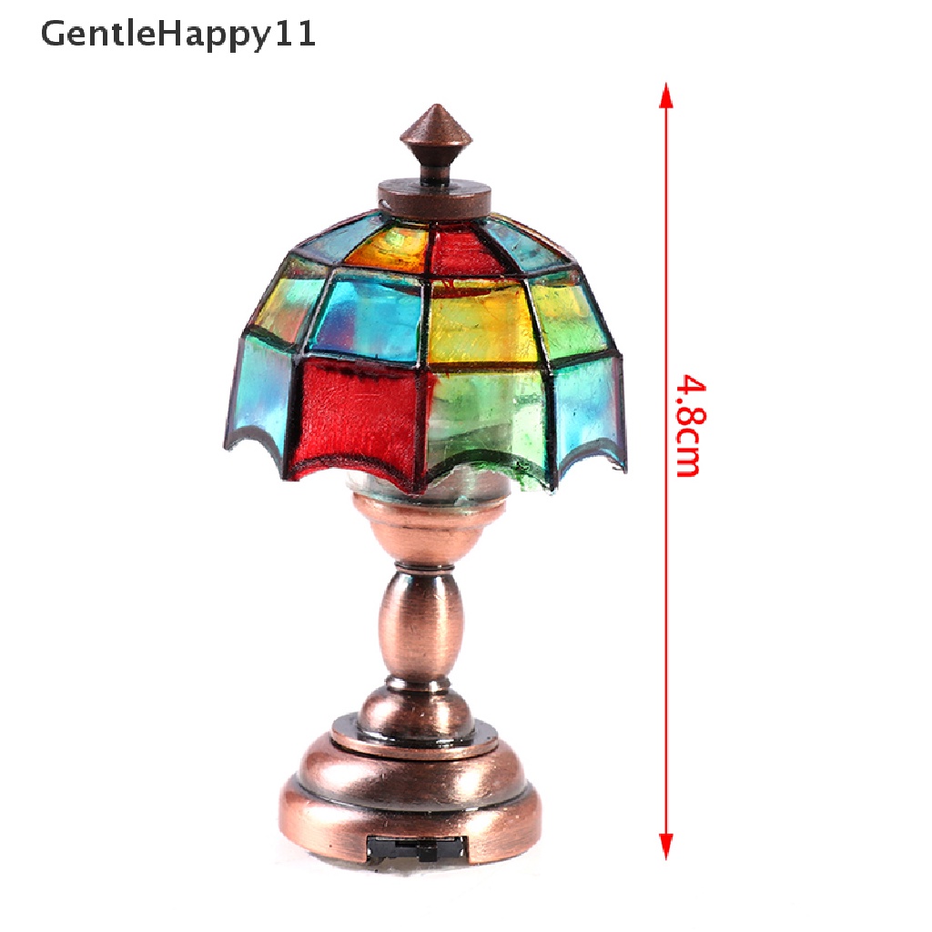 Gentlehappy 1:12rumah Boneka Lampu Meja Mini Lampu LED Kap Berwarna Lampu Baca Boneka Dekorasi Mainan id