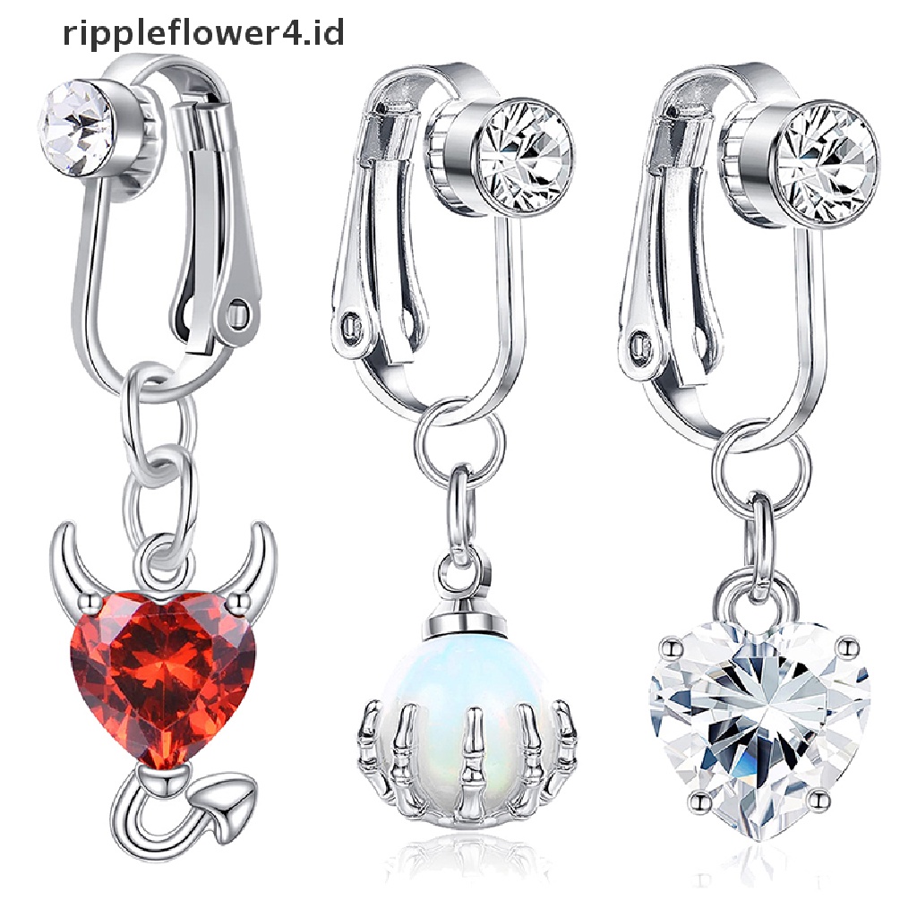 {rippleflower4.id} 1pc Cincin Pusar Palsu Fake Clip On Belly Cincin Non Pusar~