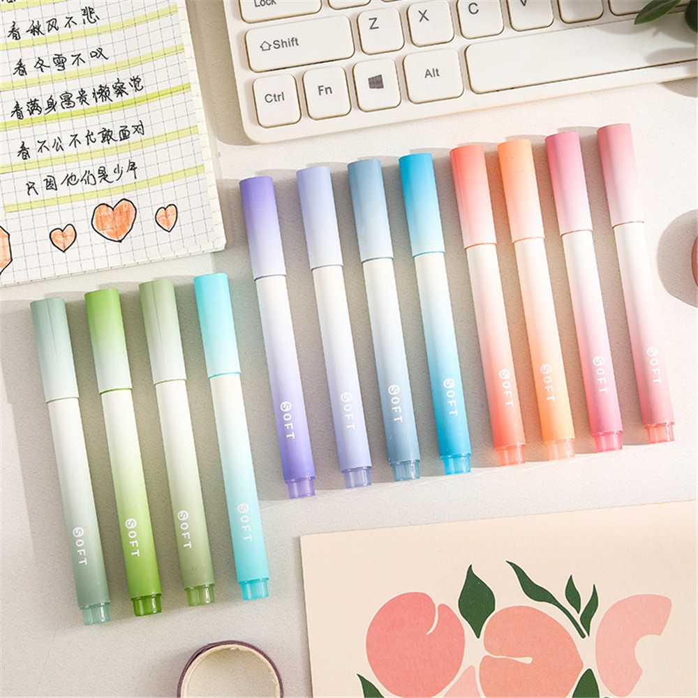 4pc /box Siswa Gradual Color Fluorescent Stabilo Pens Pena Penanda Akun Tangan pen