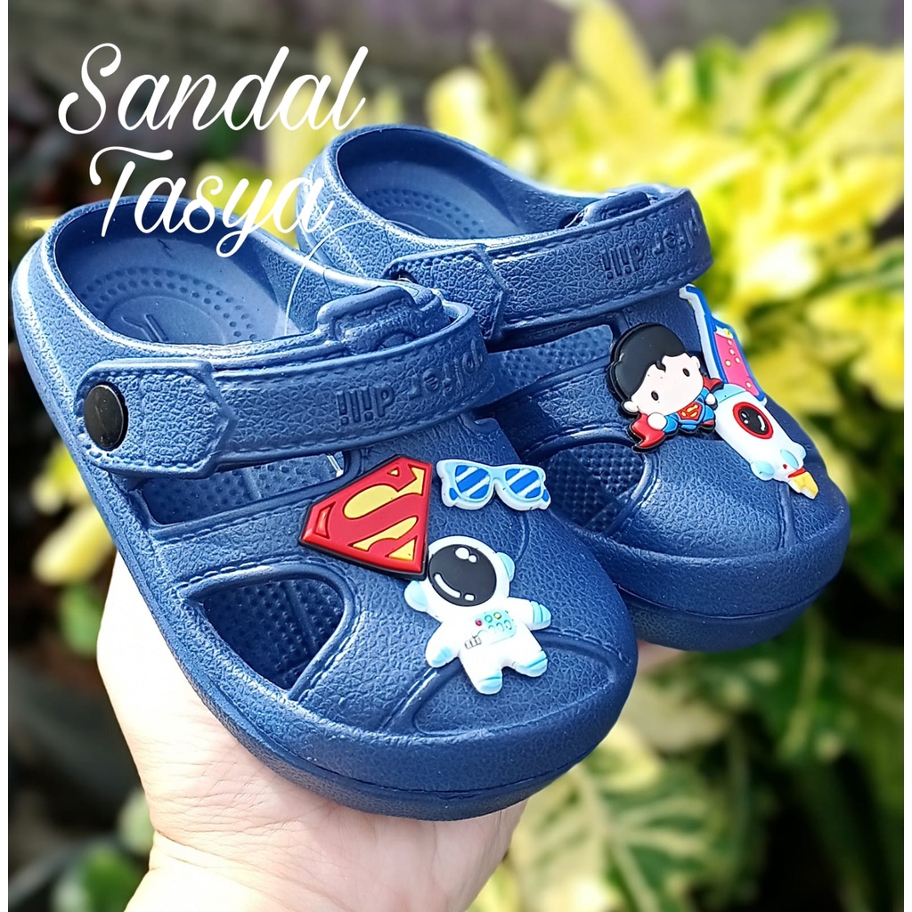 Sandal Baim Anak Laki Laki Jibbitz Karakter Roket Astronot Karet EVA Fashion Kodok Umur 6 Bulan 1 2 3 4 5 6 7 Tahun Viral Terbaru