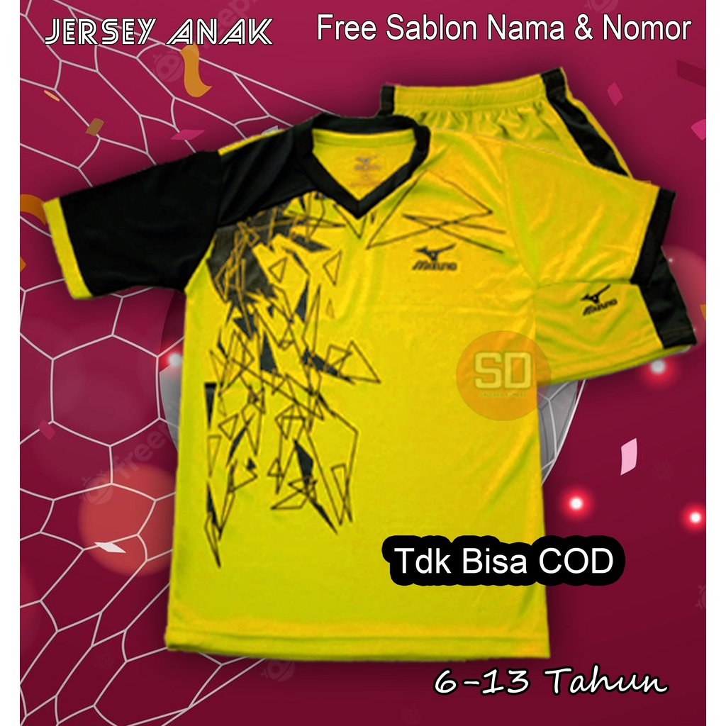 Jersey Baju Anak Laki Laki Perempuan 6-13 Tahun Free sablon Nama dan Nomor Punggung