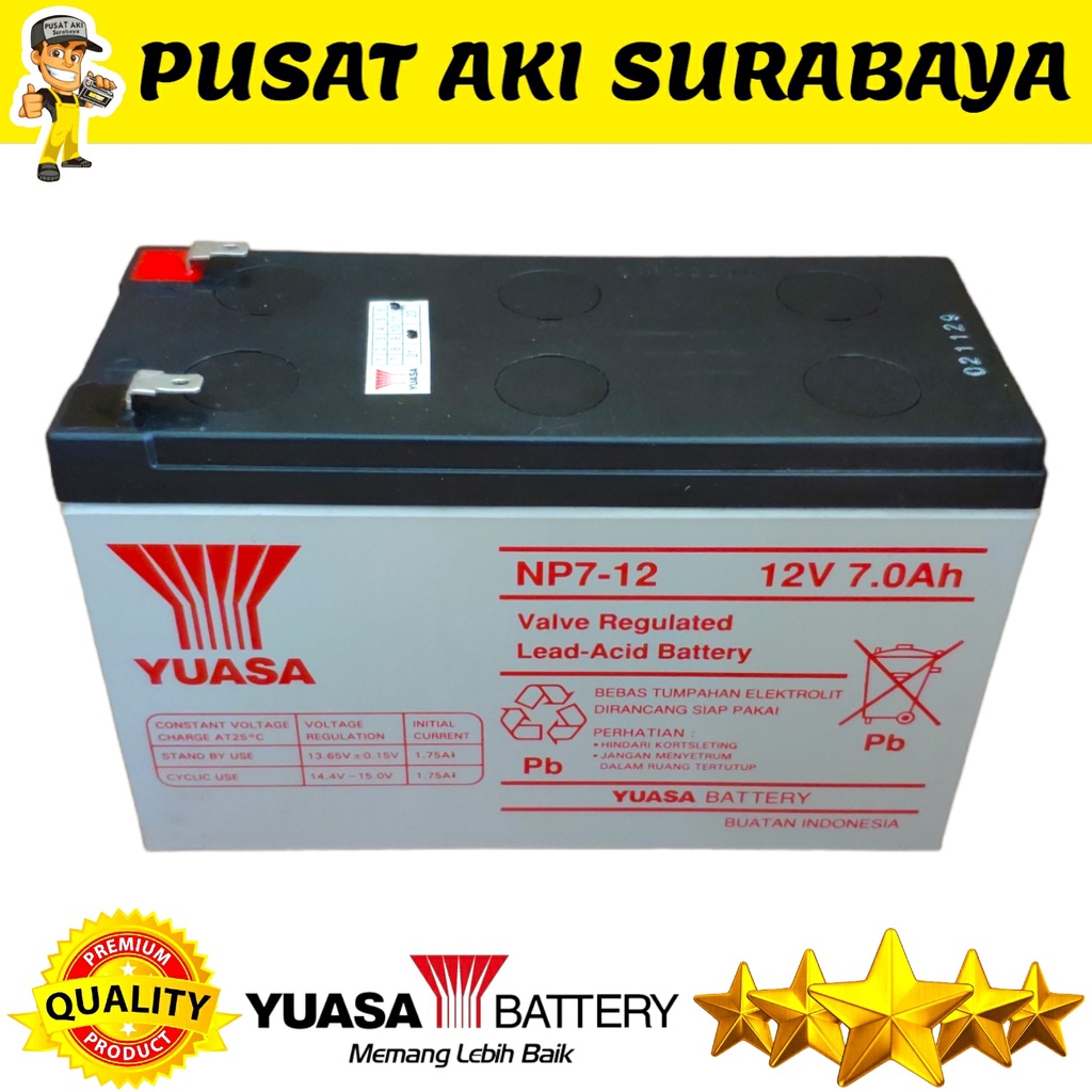 KUALITAS TINGGI YUASA 12V 7AH  EMERGENCY LAMP MOBILAN MOTORAN ANAK MAINAN EXOTIC PLIKO SPEEDS YUKITA NP7-12