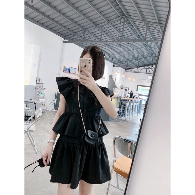 Dress Couple (Mini Dress) Mom/Anak Motif Hitam Polos (Harga Satuan)