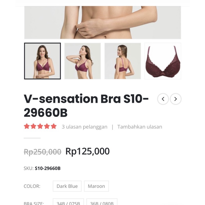 Sorella Bra Push Up S10-29660 Berkawat Cross Label Dijamin Original