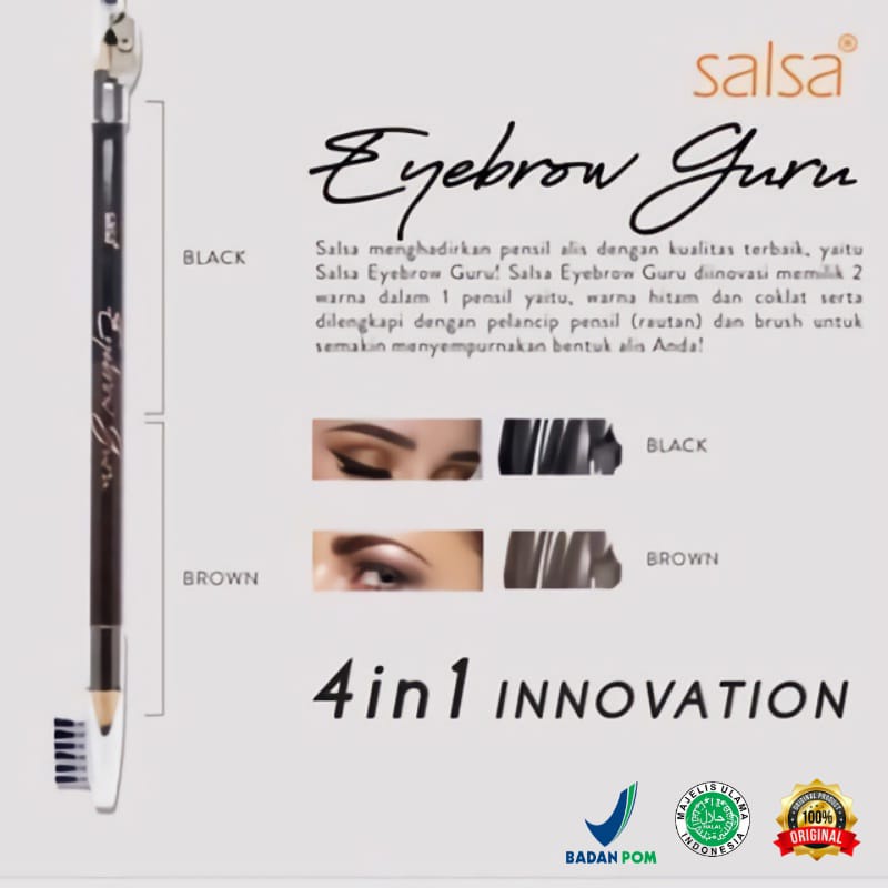 SALSA Pensil Alis 4in1 Eyebrow Guru Pensil Alis 2in1 Kosmetik Arjuna