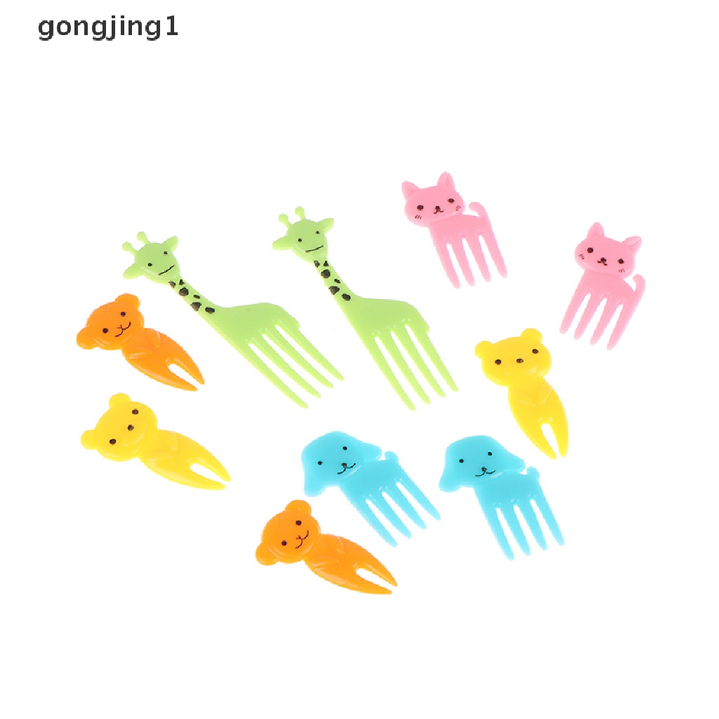 Ggg 10pcs Mini Animal Kartun Food Picks Anak Snack Kue Dessert Garpu Buah ID