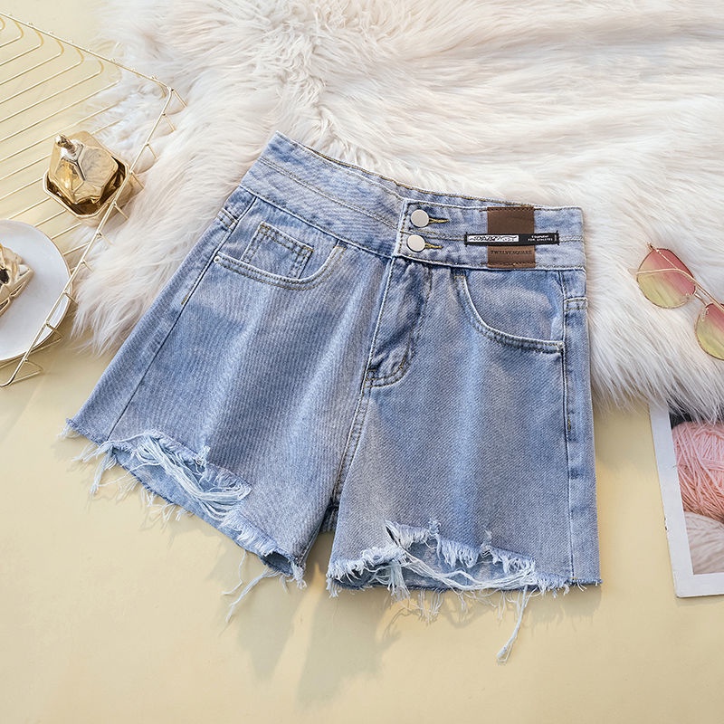 celana jeans pendek wanita high waist ripped jeans kekinian pakaian wanita short pants denim cewek seksi hotpants ootd