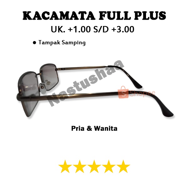 Kacamata Plus Rabun Dekat (+) Ukuran +1.00 s/d +3.00 Frame Besi Lensa Gelap Kacamata Baca Full Plus Unisex FREECASE