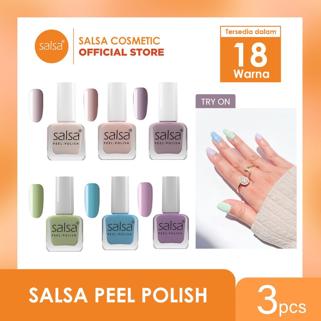 SALSA PEEL OFF NAIL POLISH SET Kutek HALAL Peel Off Lupas Breathable Hijab Friendly isi 3