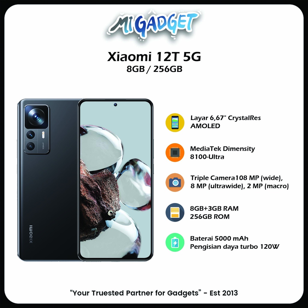 Xiaomi 12T 12 T 5G 8/256 Garansi Resmi