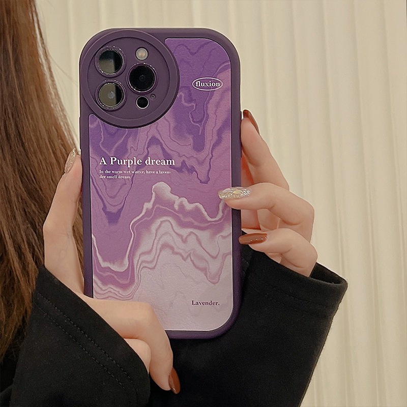 Shockproof Lens Protective Silicone Leather Case IPhone 11 12 13 14 Pro Max iPhone 14 Plus 14+ X XR XS MAX Handphone Cover Women's Fashion Girl Purple Dream Casing