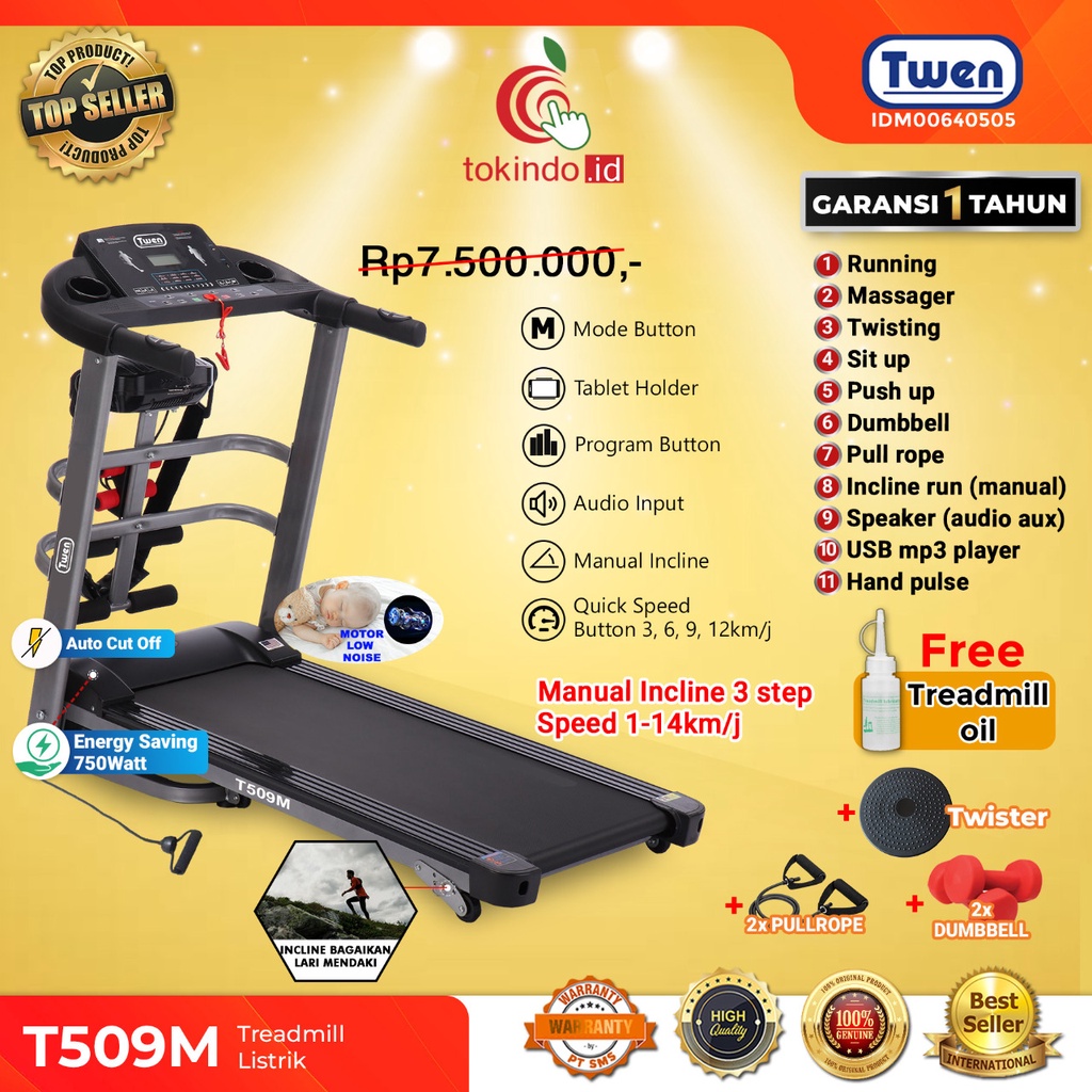 Twen Treadmill Elektrik T509 / Treadmill Elektrik Terbaru