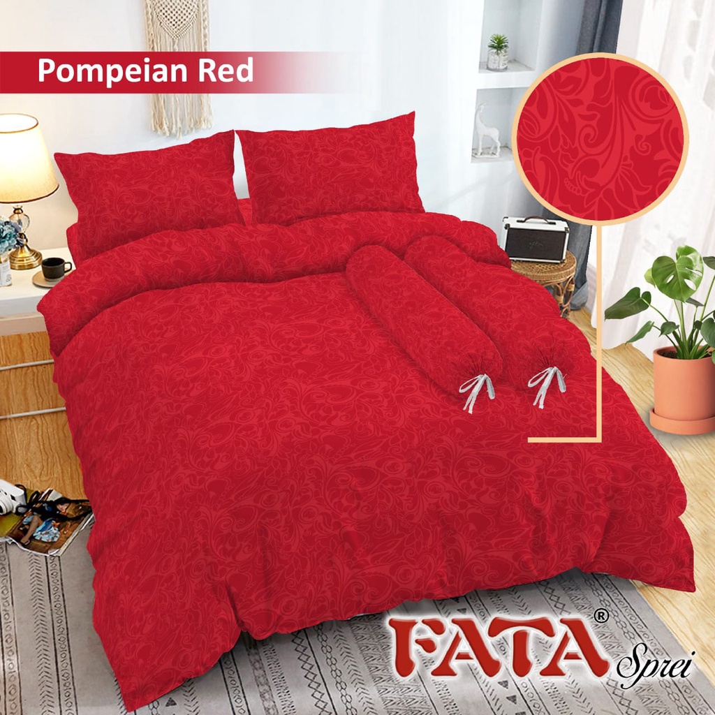 BEDCOVER SET 180 x 200 - BEDCOVER SET POLOS - POMPEIAN RED - BEDCOVER FATA - BADCOVER - BED COVER