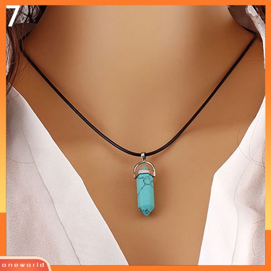 [ONE] Reiki Chakra Healing Natural Quartz Hexagonal Runcing Pesona Liontin Kalung