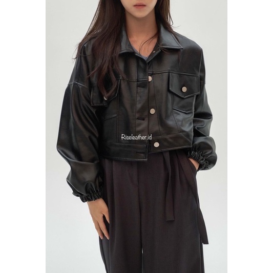 Jaket kulit wanita korean style oversize
