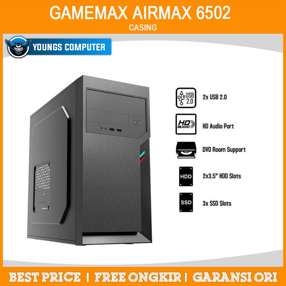 CASING GAMEMAX AIRMAX 6502 include PSU 500W | Micro-ATX PC Case