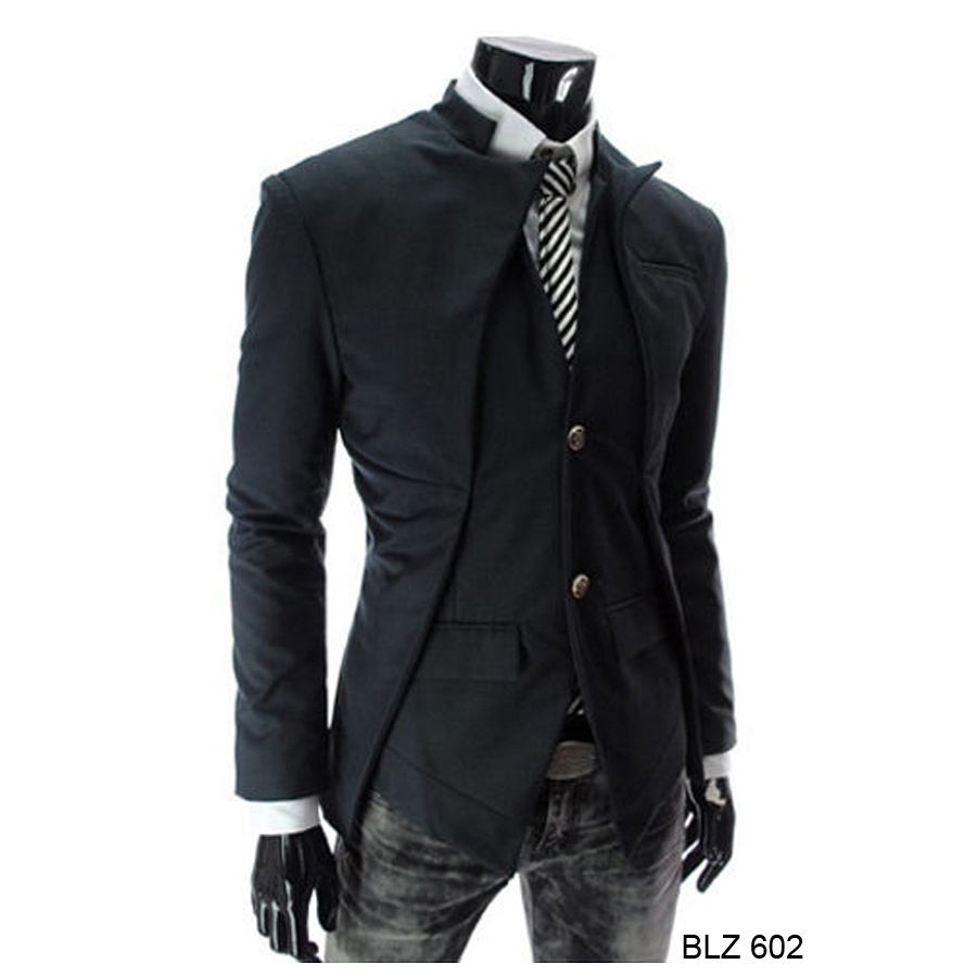 Blazer Slim Fit Pria Korea Katun Hitam – BLZ 605
