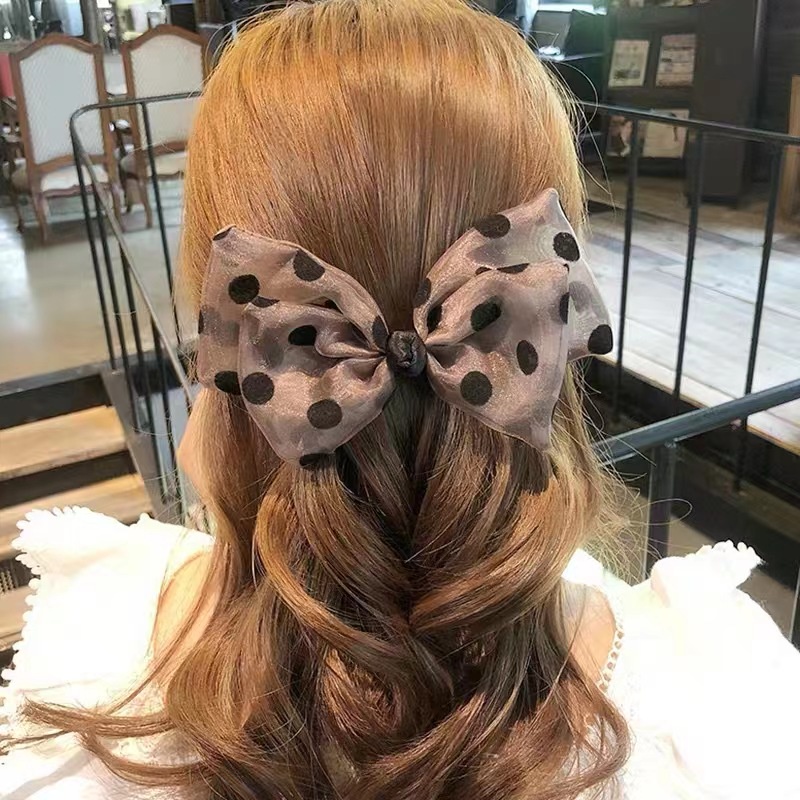 (Hello Girl)F177 Jepit Rambut Wanita Motif Pita Dot Gaya Korea Import