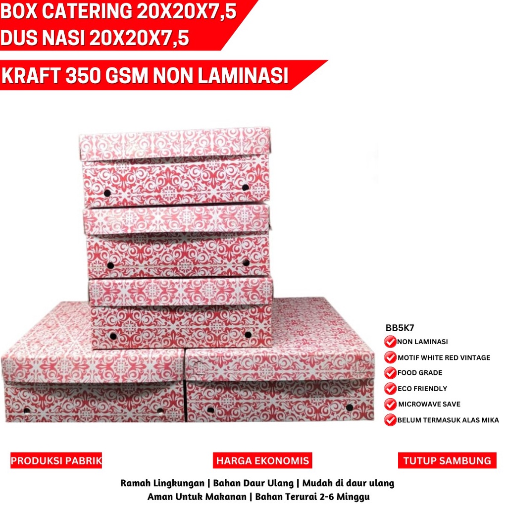 Box 20x20 Box Catering Dus Nasi Tebal 350 Gsm (BB5K7-20X20X7.5 Cm)