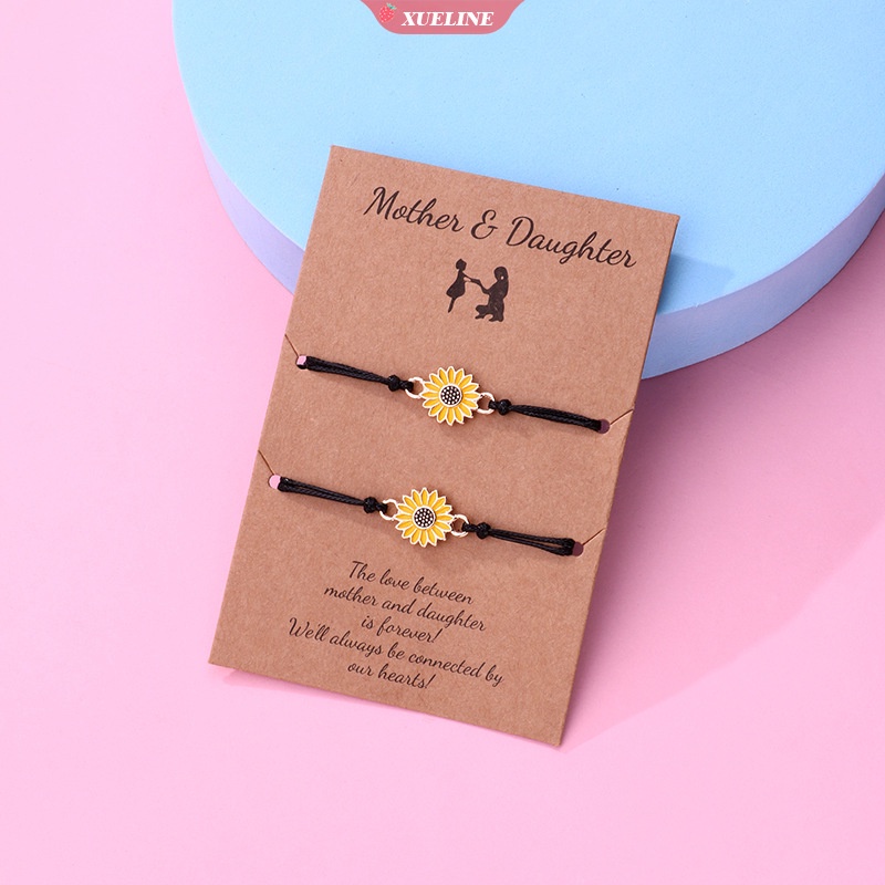 2 Pc Bunga Matahari Gelang Daisy Adjustable Anyaman Gelang Wanita Bangle Vintage Perhiasan Pasangan Gelang Persahabatan Keberuntungan Grosir [ZXL]