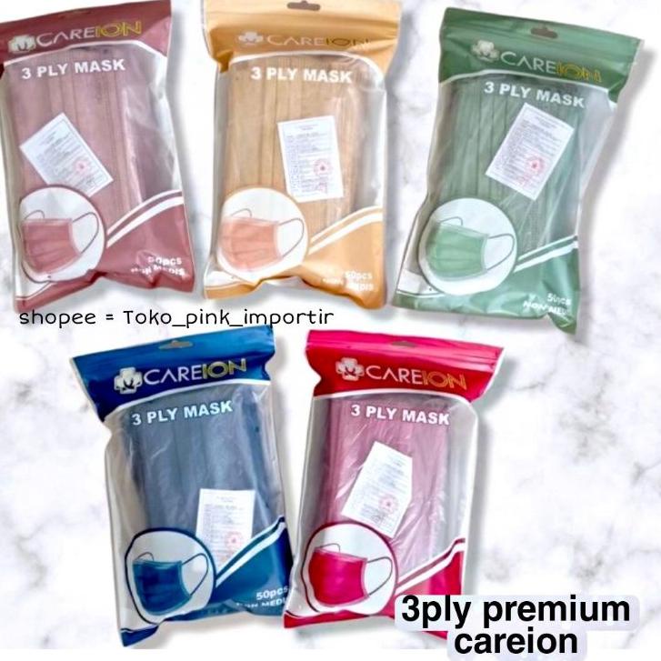 ⇘ MASKER 3PLY PRO MASK CAREION EARLOOP EMBOS ISI 50 PCS | MASKER 3PLY PREMIUM CAREION EMBOSS ORIGINA