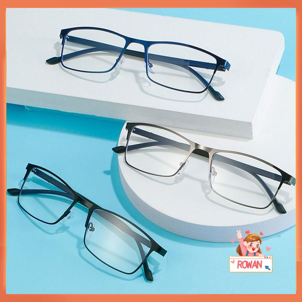 R-flower Myopia Kacamata Wanita Pria Kacamata Full Frame Metal Square Blue Light Blocking